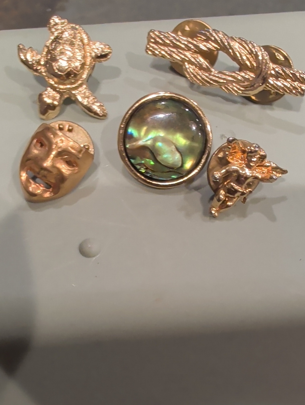 Gold Tone Fashion Pin Brooch Set